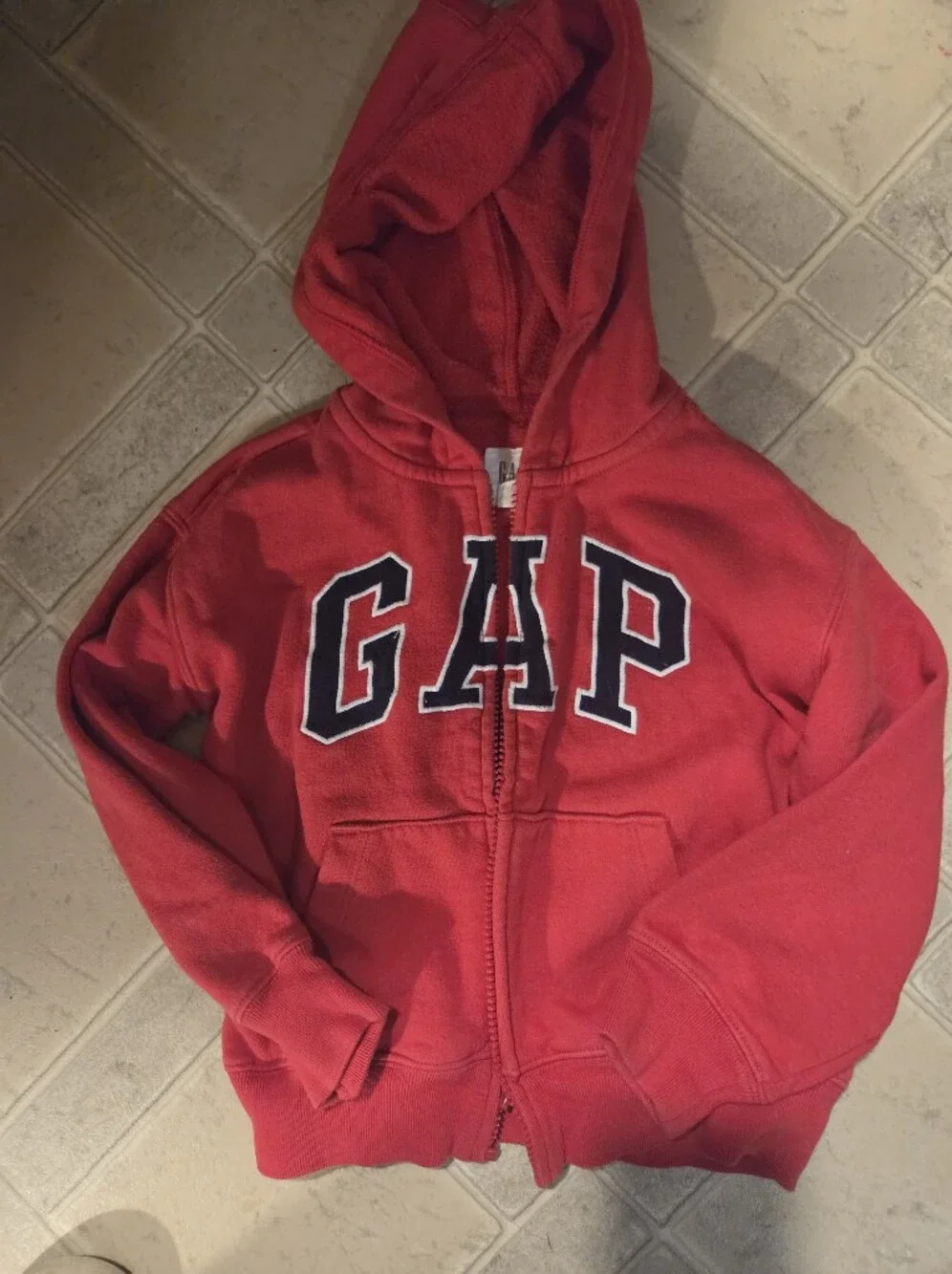 GAP Kids Bright Red Full-Zip Hoodie with Logo